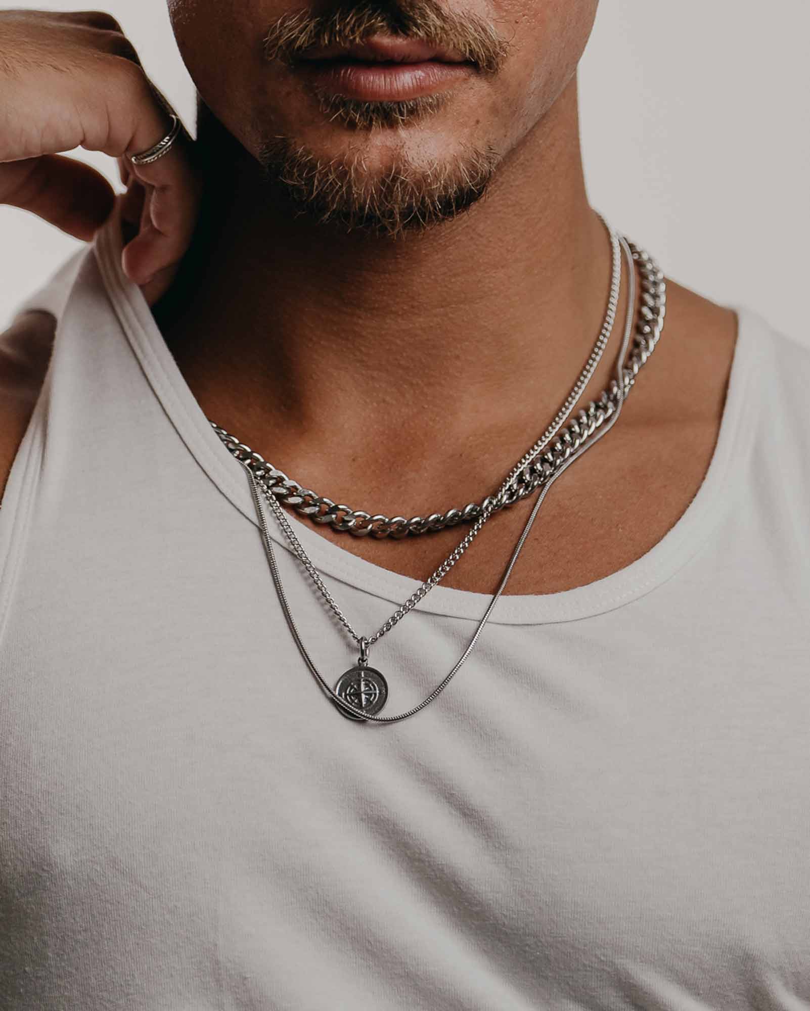 Flat Cuban Chain Necklace 7mm Silver