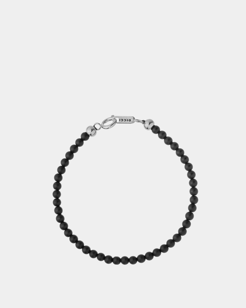 Matte Black Onyx Stone Bracelet 4mm silver clasp - Online Unissex Jewelry - Dicci