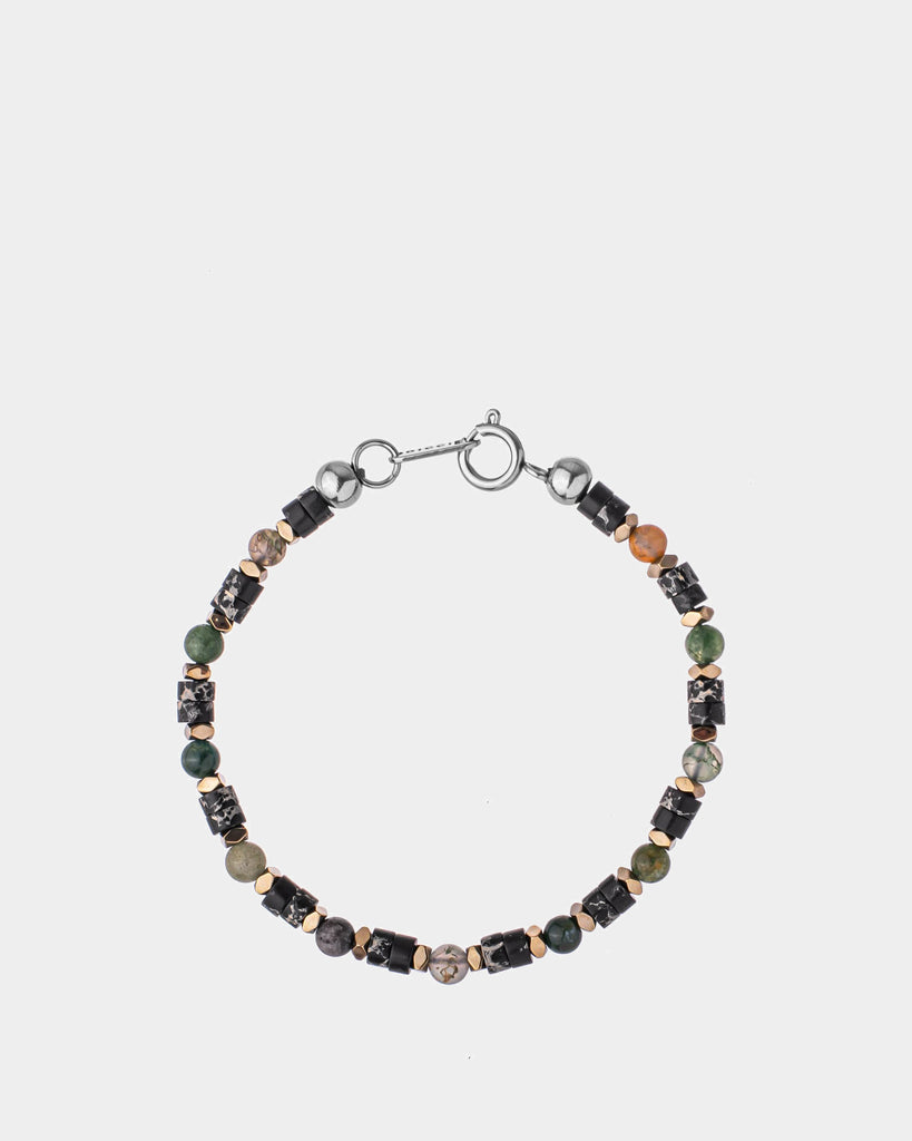 Vermont Bracelet - Natural Stone Bracelet - hematite, agate, natural beads and stainless steel - Green, black, gold and silver - Unissex Jewelry Online - Dicci