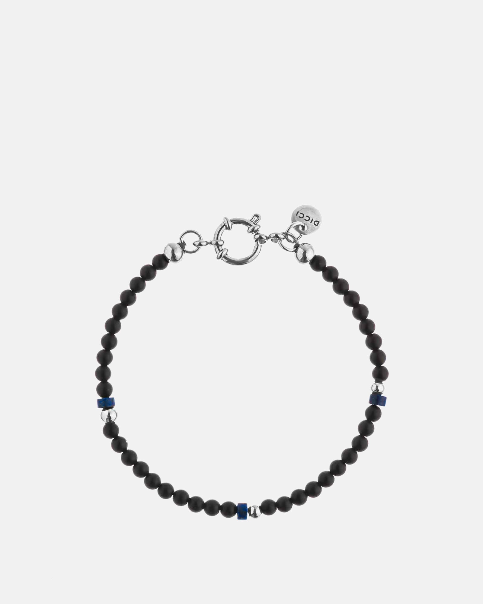 Formosa - Natural Stone Bracelet - black onyx stones and blue lapislazuli stones, with a stainless steel clasp - Online Unissex Jewelry - DICCI