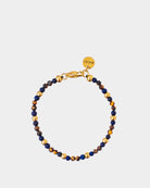 Natural beads bracelet Navagio - lapis lazuli and tiger's eye stones with golden stainless steel details - Natural Beads Bracelets - Online Unissex Jewelry - Dicci