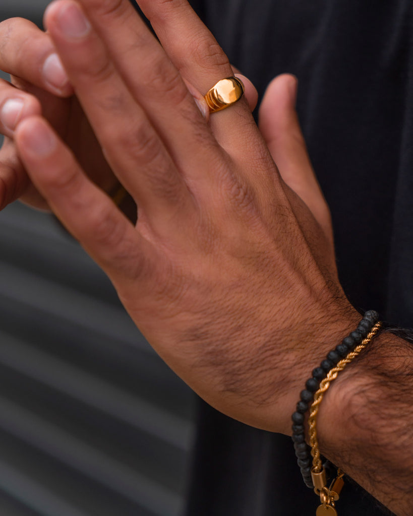 Paloma - Pulso de homem com pulseira paloma dourada de aço inoxidável - Joias Unissexo Online - Dicci
