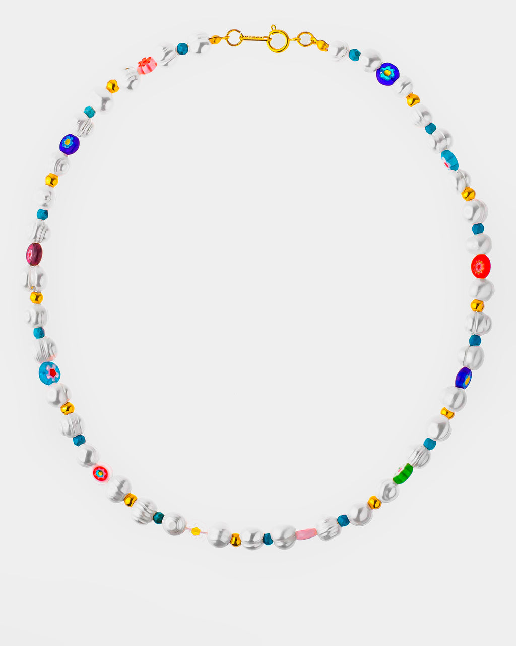 Flower Power - Pearl and Random Glass Beads Necklace - Unissex Necklaces Online - Dicci