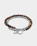 Madrid - Pulsera Doble - Acero inoxidable y piedras naturales Pulsera Ojo de Tigre - Joyería Unisex Online - Dicci