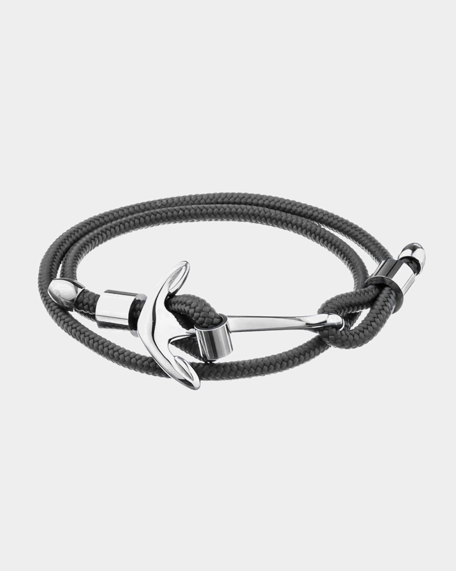 Pulseira cinzenta de corda náutica com pendente de âncora para homem e mulher - Joias Online - Dicci