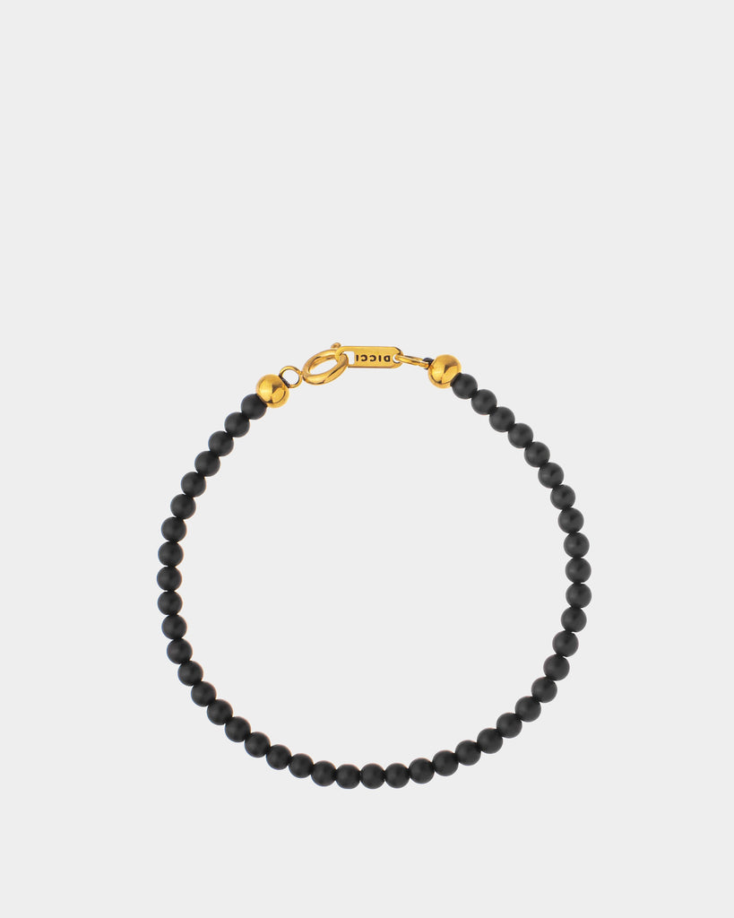 Matte Black Onyx Stone Bracelet 4mm golden clasp - Online Unissex Jewelry - Dicci