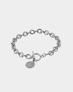 Pulsera Silver de San Benito - Pulsera de eslabones 1*1 de acero - Joyería unisex - Dicci