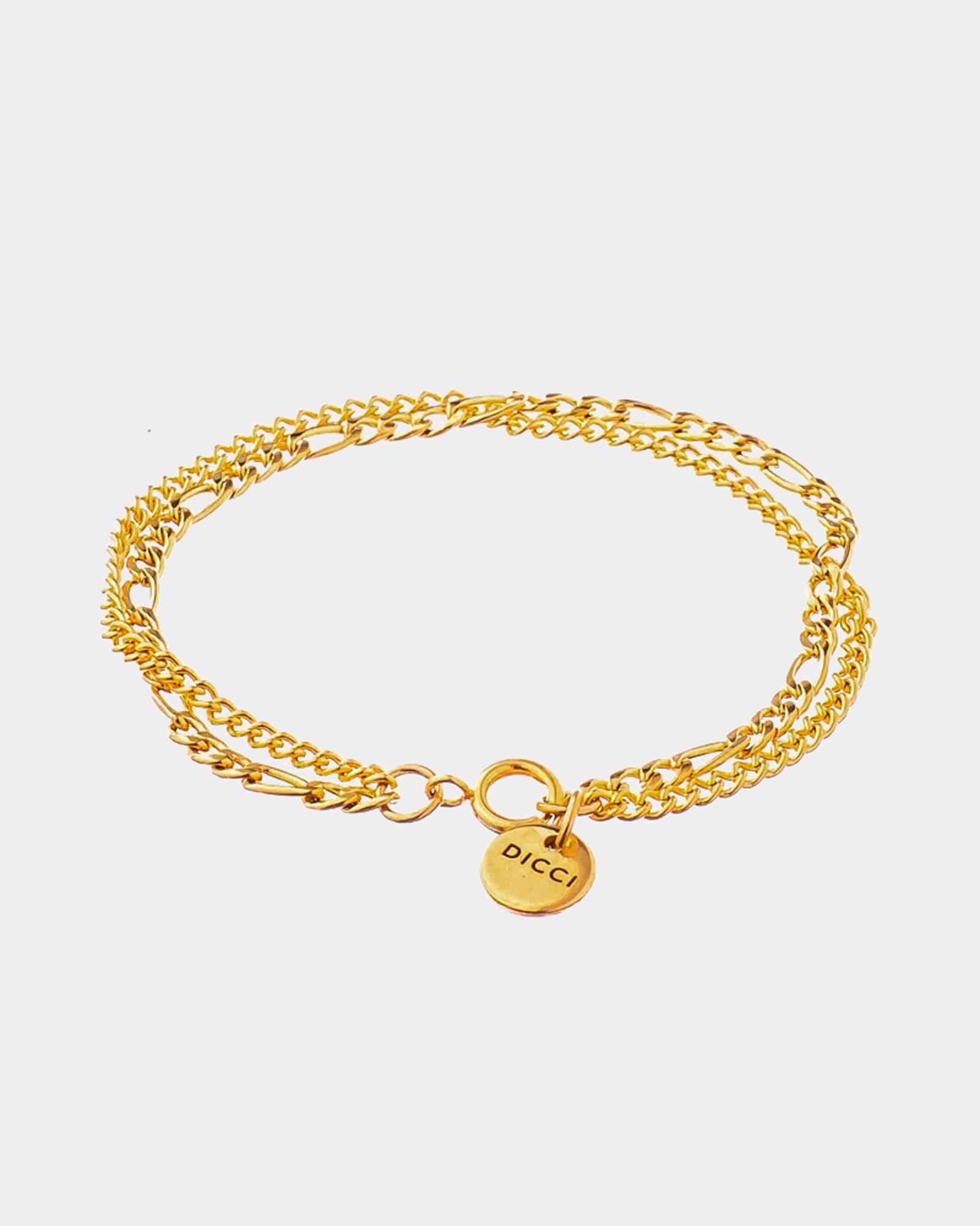 Pulsera Acero Inoxidable Doble Cadena Dorada 'Phili' - Pulseras Acero Inoxidable - Joyería Unisexo Online - Dicci