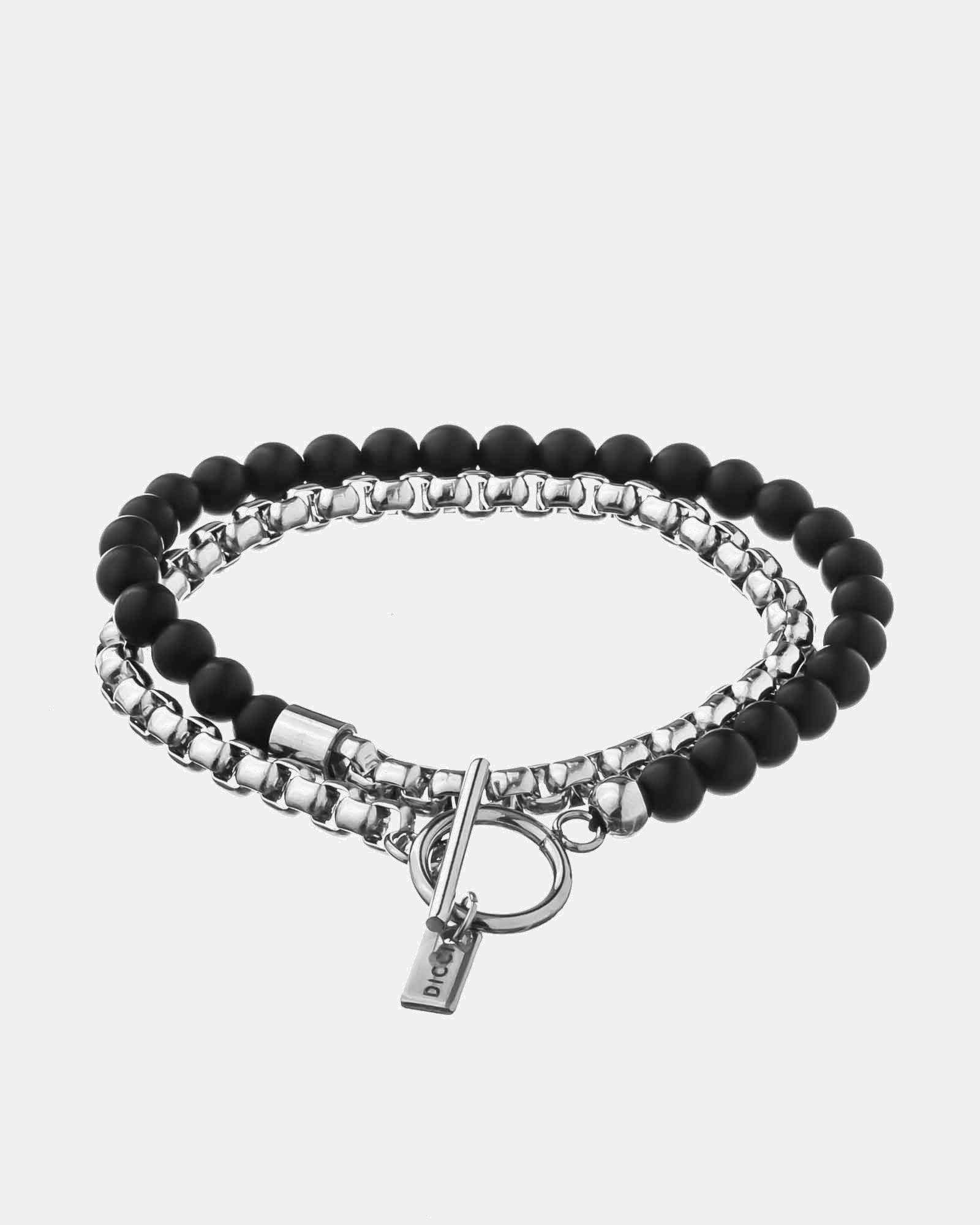 Maui - Pulsera doble 'Maui' - Pulsera de acero y ónix - Joyería Unisexo Online - Dicc