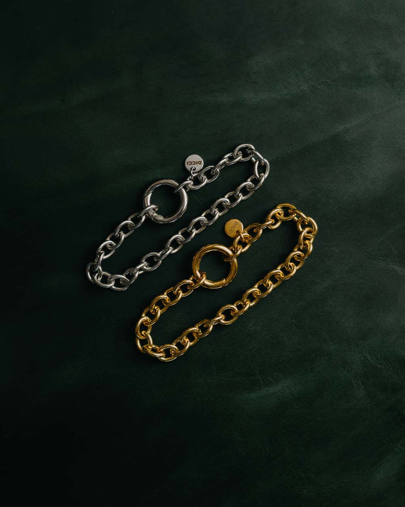 Pulseiras Ring - Pulseiras Prateada e Dourada 'Ring' em aço inoxidável - Joias Unissexo Online - Dicci