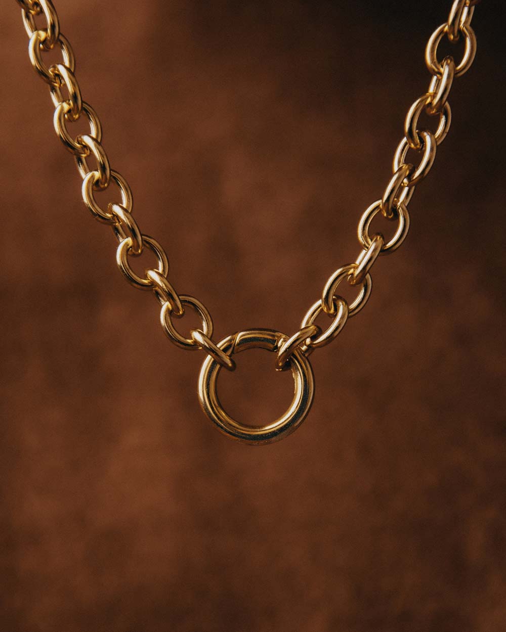 Ring Necklace in Golden Stainless Steel - Online Unissex Jewelry - Dicci