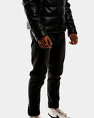 Slim Fit Jeans - Washed Black on the models body - Online Unissex Clothing - Dicci