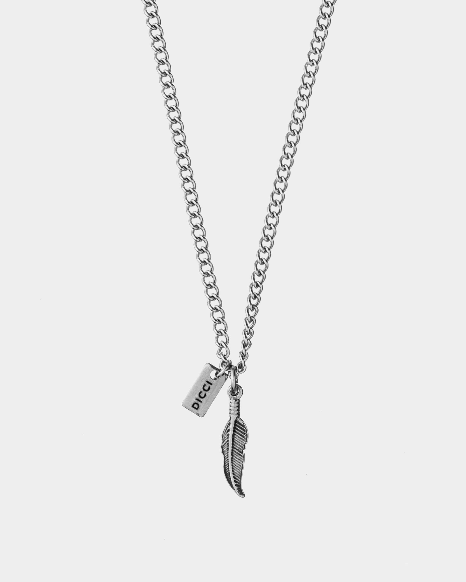 Stainless Steel Necklace 'Feather' - Steel Necklaces - Dicci