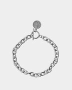Bracciale in acciaio color argento con San Benedetto - Bracciale con maglie in acciaio 1*1 - Gioiello unisex - Dicci