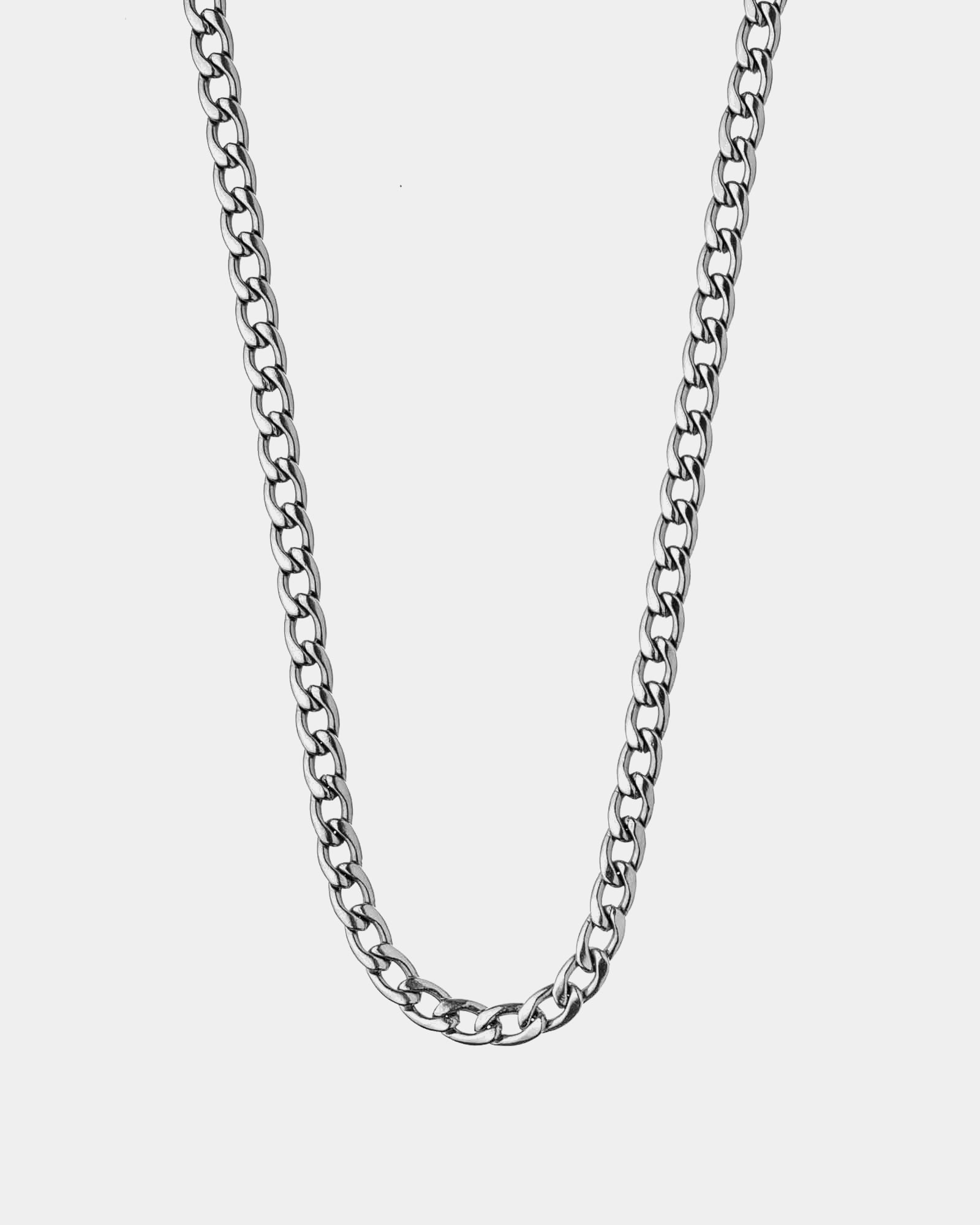 Thin silver cuban link on sale chain