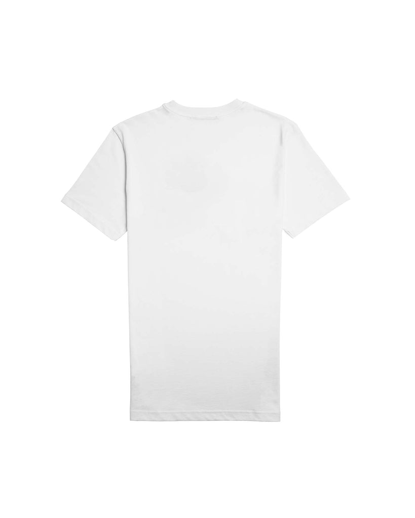 Parte de trás de T-Shirt Branca - Caveira bege bordada na frente - Roupa unissexo online - Dicci