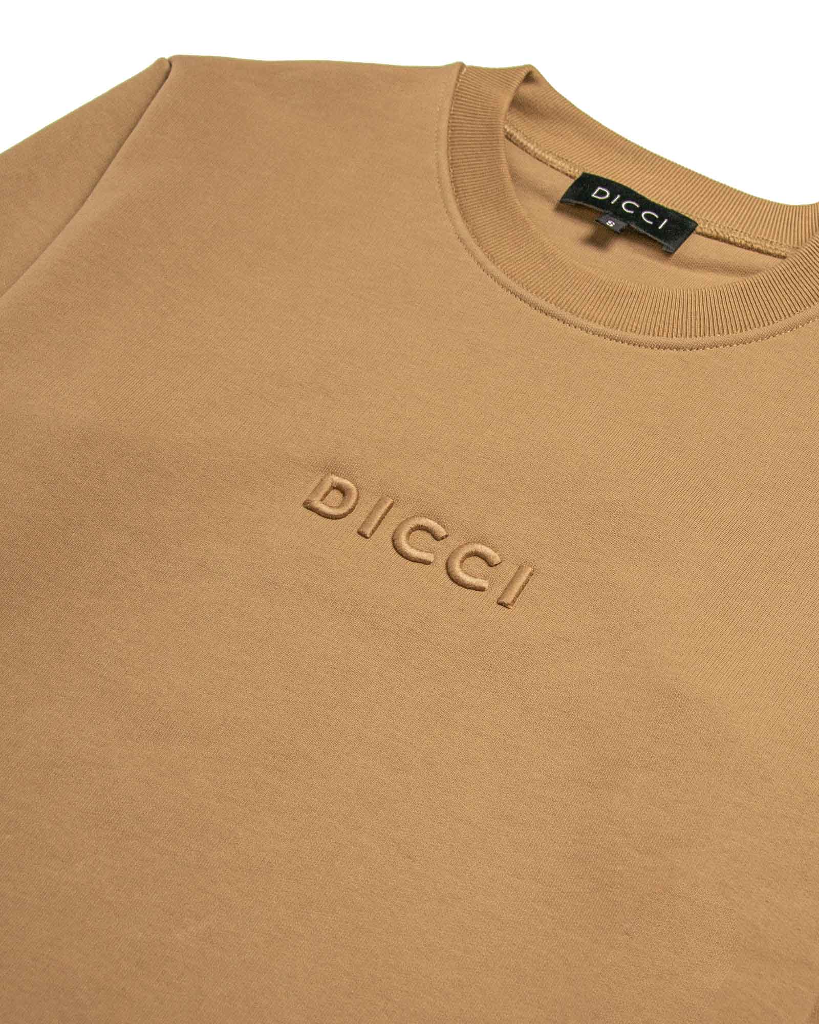 camisola camel unissexo com logotipo Dicci bordado em alto relevo - Roupa Online - Dicci