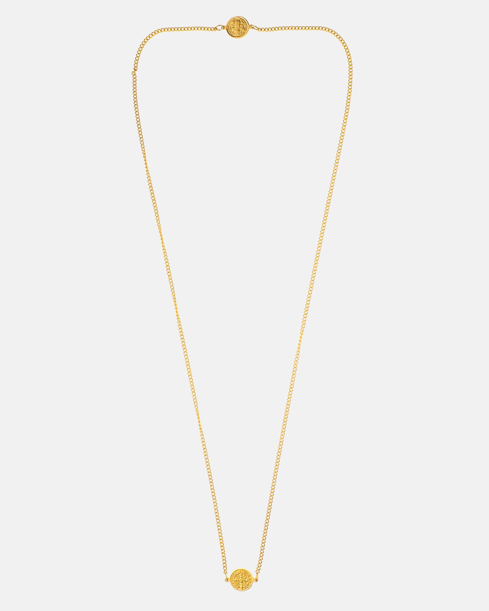 Escapulario Dorado de Acero Inoxidable - Escapulario de San Benito - Joyería Unisexo Online - Dicci